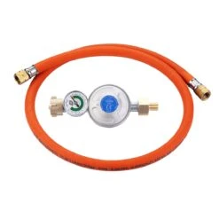 CADAC Überdruckregler, Manometer, Schlauchbruchsicherung - 50mbar - Inklusive 85cm Gasschlauch